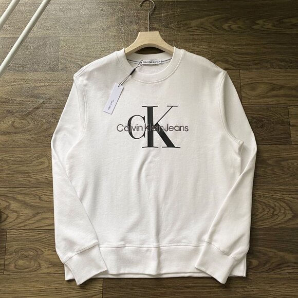 Calvin Klein Jeans embroidered printed all-in-one crewneck hoodie on the front